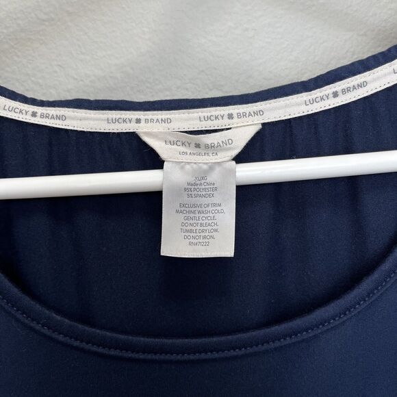 Lucky Brand | Blue Floral Pocket Sleep Top Soft Short Sleeve XL Boho - Picture 5 of 7